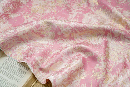 Tissu jacquard à fil doré : texture peinture à l’huile 3D, 168 cm de large
