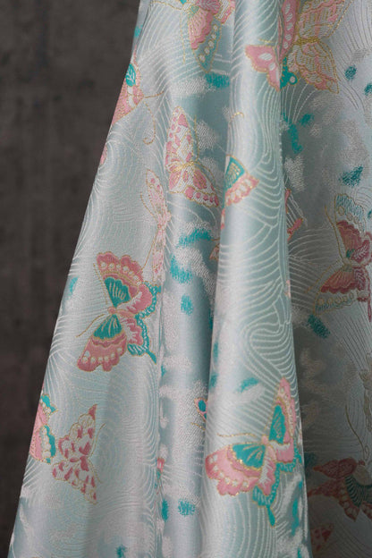 Butterfly Jacquard Fabric: Gold Thread Polyester Rayon Blend, 57"W