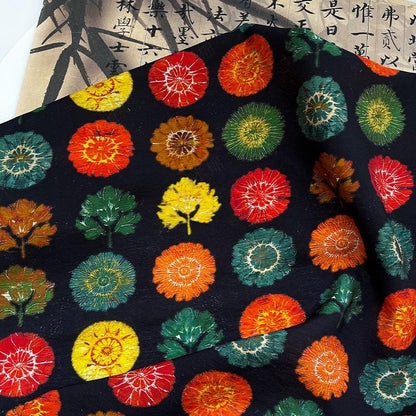 Tissu pour patchwork, tissu en coton à motif d'arbres fleuris ��� Style asiatique coloré Pri" Large