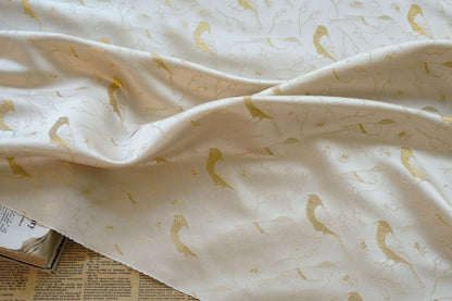 Birds Jacquard Satin Fabric: Brocade Sewing Material, 59"W