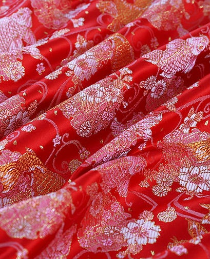 Koi Fish Brocade Fabric: 57"W Chinese Style Rayon Sewing Material