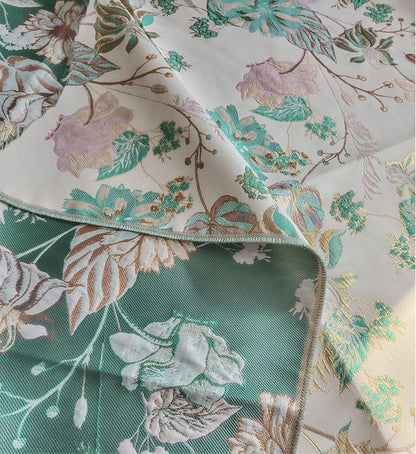 Gold Embossed Floral Jacquard Fabric: Pink Peach Dressmaking Material, 57" Wide