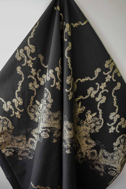 Gold Thread Jacquard Fabric: 3D Oil Painting Texture, 55" Wide