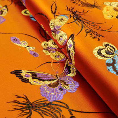 Butterfly Brocade Fabric: Rayon Satin Damask, 45" Wide - By The Meter