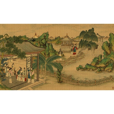 Tissu satiné « Rêve de demeures rouges » : tissu à coudre imprimé numériquement (45 x 78 cm)