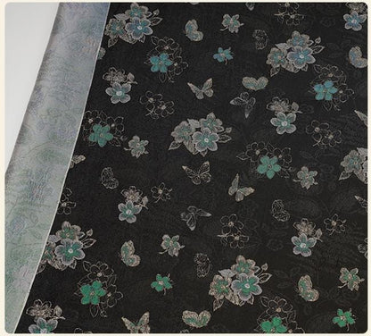 Embossed Butterfly Brocade Fabric - Jacquard Silk Rayon, 59" Wide