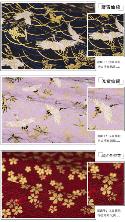 Japanese Cotton Fabric: Floral Print Sewing Material - Kimono & Home Decor