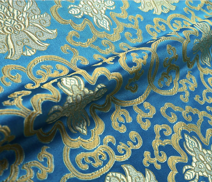 Blue Dragon Brocade Fabric: 59" Wide Rayon Sewing & Upholstery, Sold by the Meter