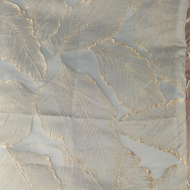 Gold Thread Leaf Jacquard Fabric: 3D Texture Upholstery, Prom Dress Sewing (55" W)