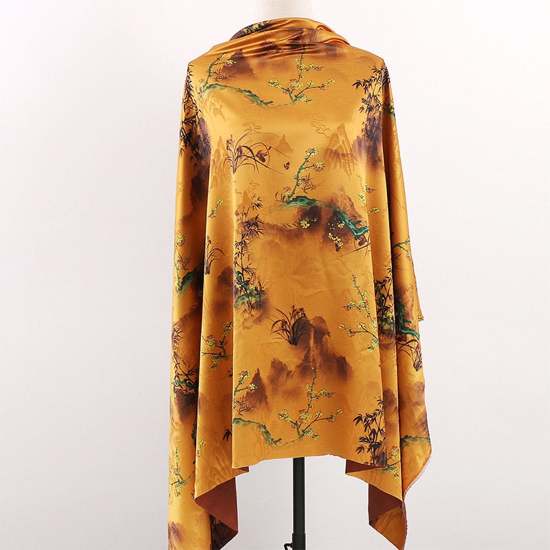 Tissu de gaze cantonaise en satin perlé à motifs floraux : tissu pour qipao cheongsam, 147 cm de large
