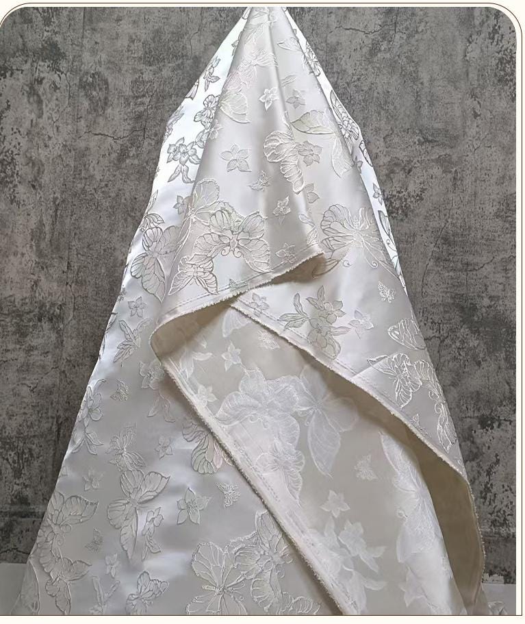 Butterfly 3D Embossed Woven Jacquard Fabric for Dressmaking & Crafts, 58"Wide