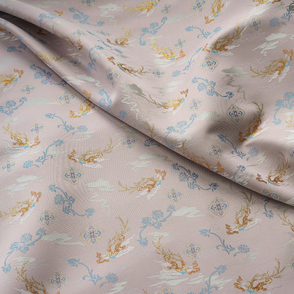 Reversible Floral Jacquard Fabric: Gold Thread Embossed Upholstery, 63"W