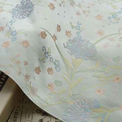 Silk Brocade Fabric: Mongolian Tibetan Style, 66"W - Costume, Decor