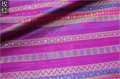 Burgundy Pink Brocade Fabric: Indian Style, 45" Wide, Silk Rayon Blend