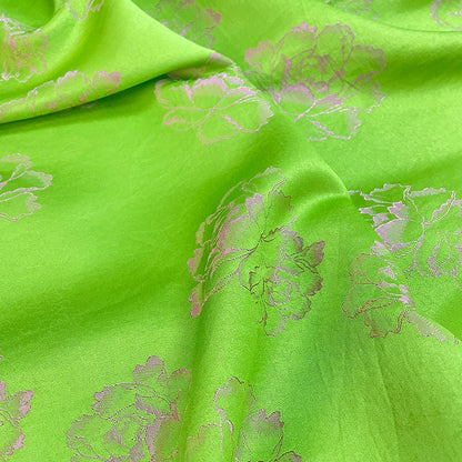 Apple Green Floral Jacquard Fabric: Cotton Lyocell Blend, 57" Wide