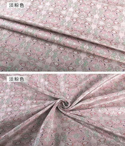 59" Pink Lion Brocade Fabric: Zen Flower, Emperor Tibetan Style
