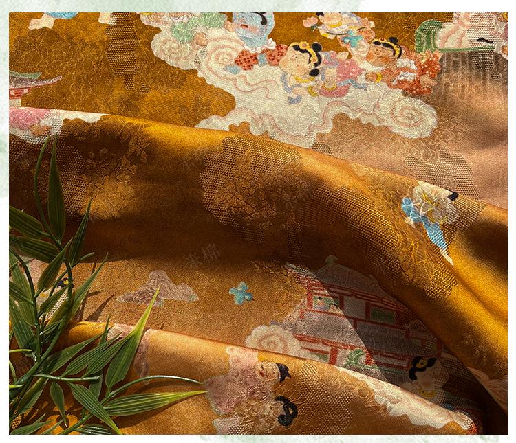 Jacquard Xiangyun Rayon Silk Fabric, Xianque Spring"W