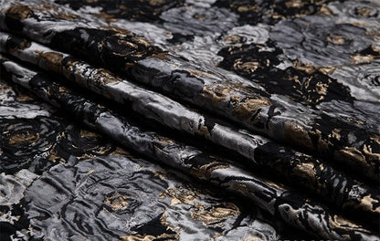 Rose Jacquard Fabric with Gold Thread: 3D Designer Material, 57"W