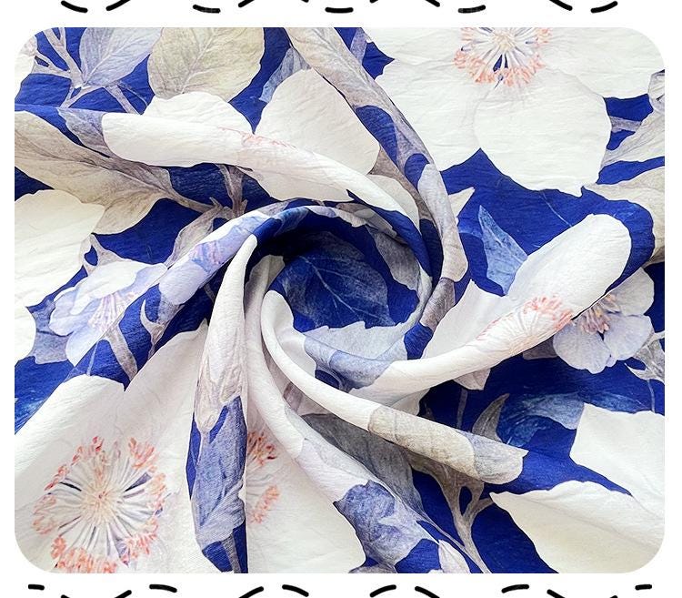 Magnolia Flower Tencel Ramie Fabric: Sewing, Decor, Costume - By The Meter