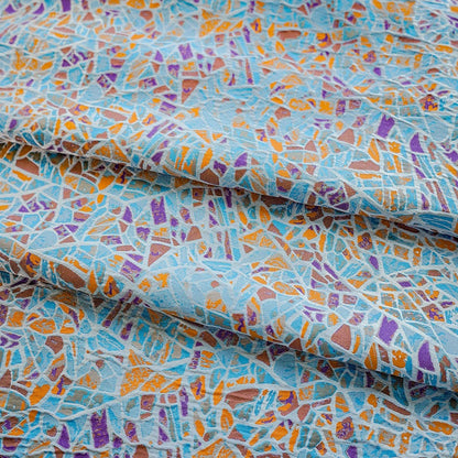 Blue Jacquard Fabric: Soft Polyester Designer Fabric, 59" Wide