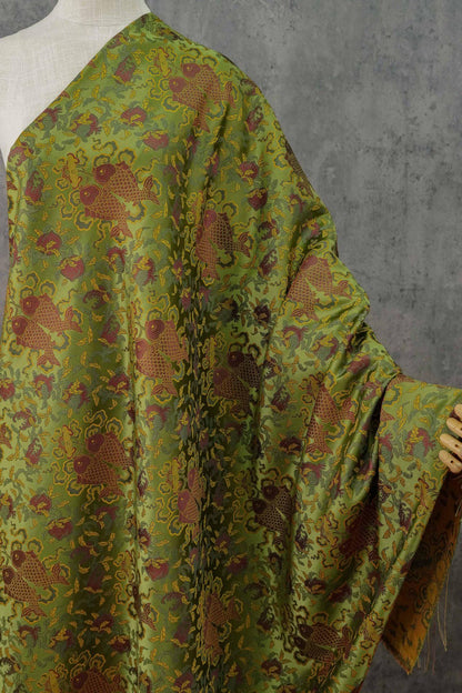 Eight Treasures Double Fish Jacquard Brocade Fabric: Qipao, Hanfu Sewing