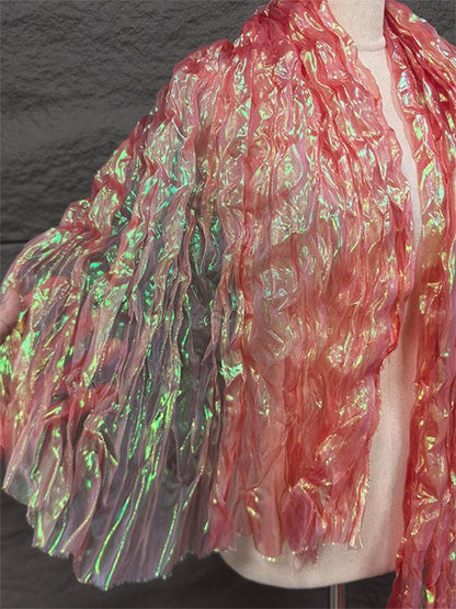 Mermaid Iridescent Pleated Organza Fabric - 55" Wide