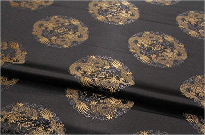 Dragon Brocade Fabric: Multicolor Chinese Silk Rayon Blend (29.5"W)
