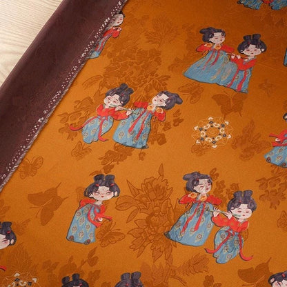 Ancient Painting Rayon Fabric: 55" Wide, Costume, Upholstery, Scarf