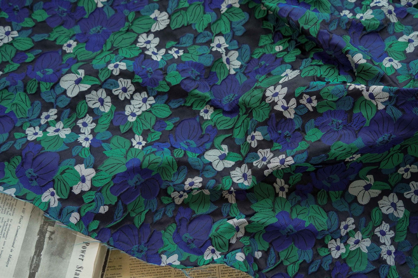 Floral Jacquard Fabric: 3D Embossed Reversible Woven Upholstery, Costume, Sewing (63"W By 1 yard)