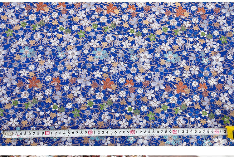 Japanese Cherry Blossom Brocade Fabric: Silk Rayon Jacquard (29.5"W)