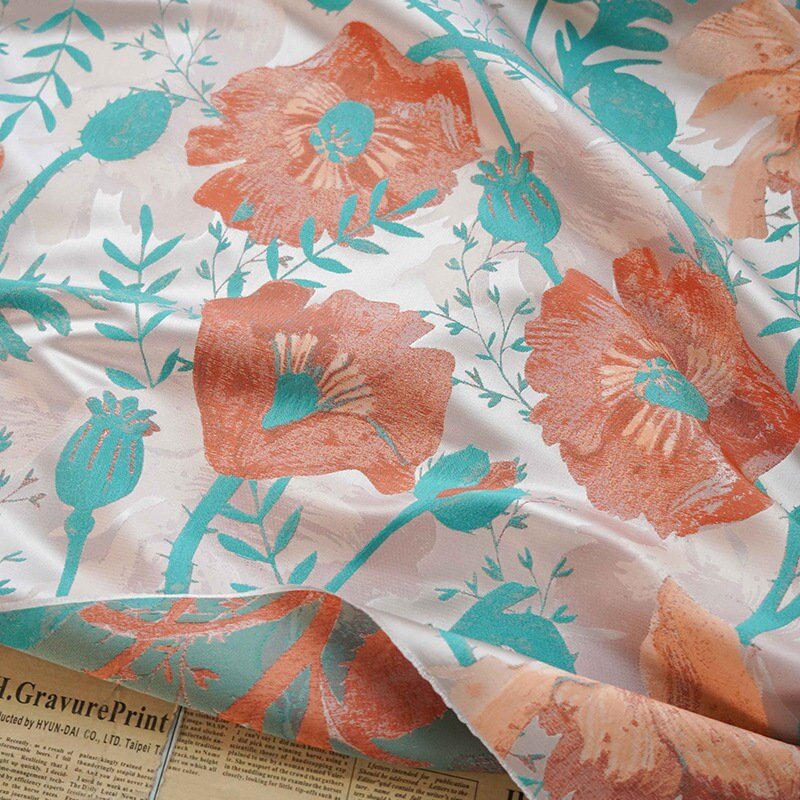 Reversible Rose Jacquard Fabric: Embossed 3D Woven Material, 56"W - Poppylollipop