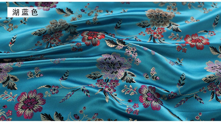Tissu brocart jacquard à motifs floraux : Rayonne turquoise (matériau de couture)