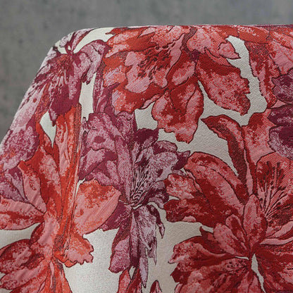 Tissu brocart jacquard azalée vintage avec fils dorés - 150 cm de large