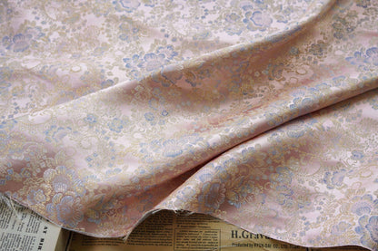 Light Pink Floral Damask Brocade Fabric: 59���W Sewing Ma