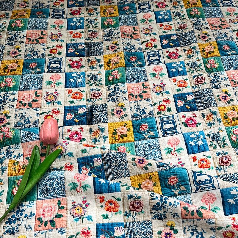 Floral Print Cotton Fabric: Quilting, Patchwork Material (55" Wide)