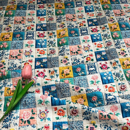Floral Print Cotton Fabric: Quilting, Patchwork Material (55" Wide)