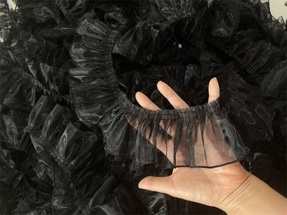 Pleated Organza Lace Trim: Ruffled Fabric, 2.7" Width