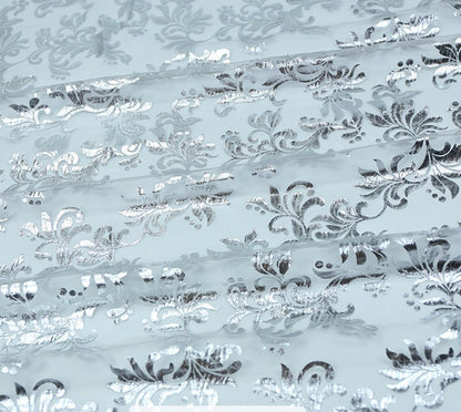 Metallic Foil Mesh Fabric, Ethnic Style Floral, Costume, Decor (By The Meter)