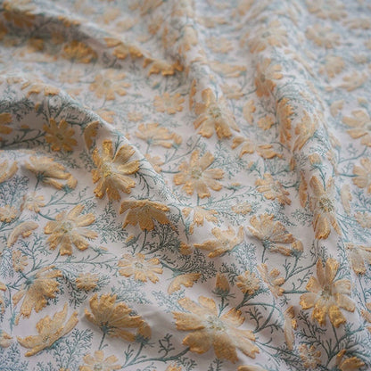 Floral Jacquard Woven Fabric: 3D Embossed Flower Pattern, 64"W