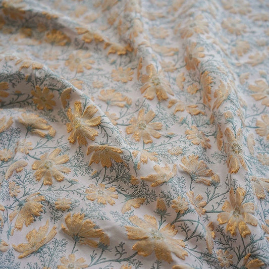 Tissu jacquard tissé à motif floral : motif floral en relief 3D, 162,5 cm de large