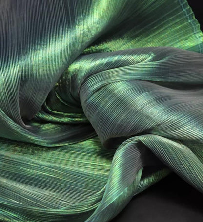 Crinkled Pleated Organza Fabric: 57" Wide Stiff Designer Material