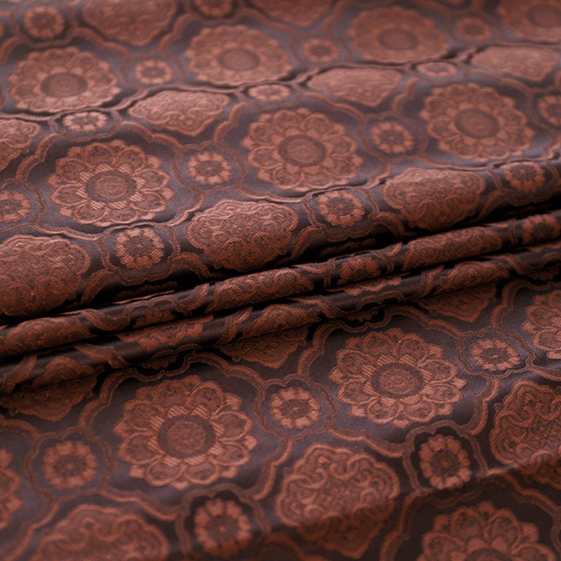 Red & Blue Floral Brocade Fabric: 29.5"W Rayon Cheongsam Material