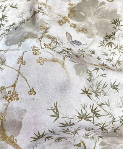Butterfly Print Polyester Fabric: Antique Style Upholstery, Costume, Decor (55"W)