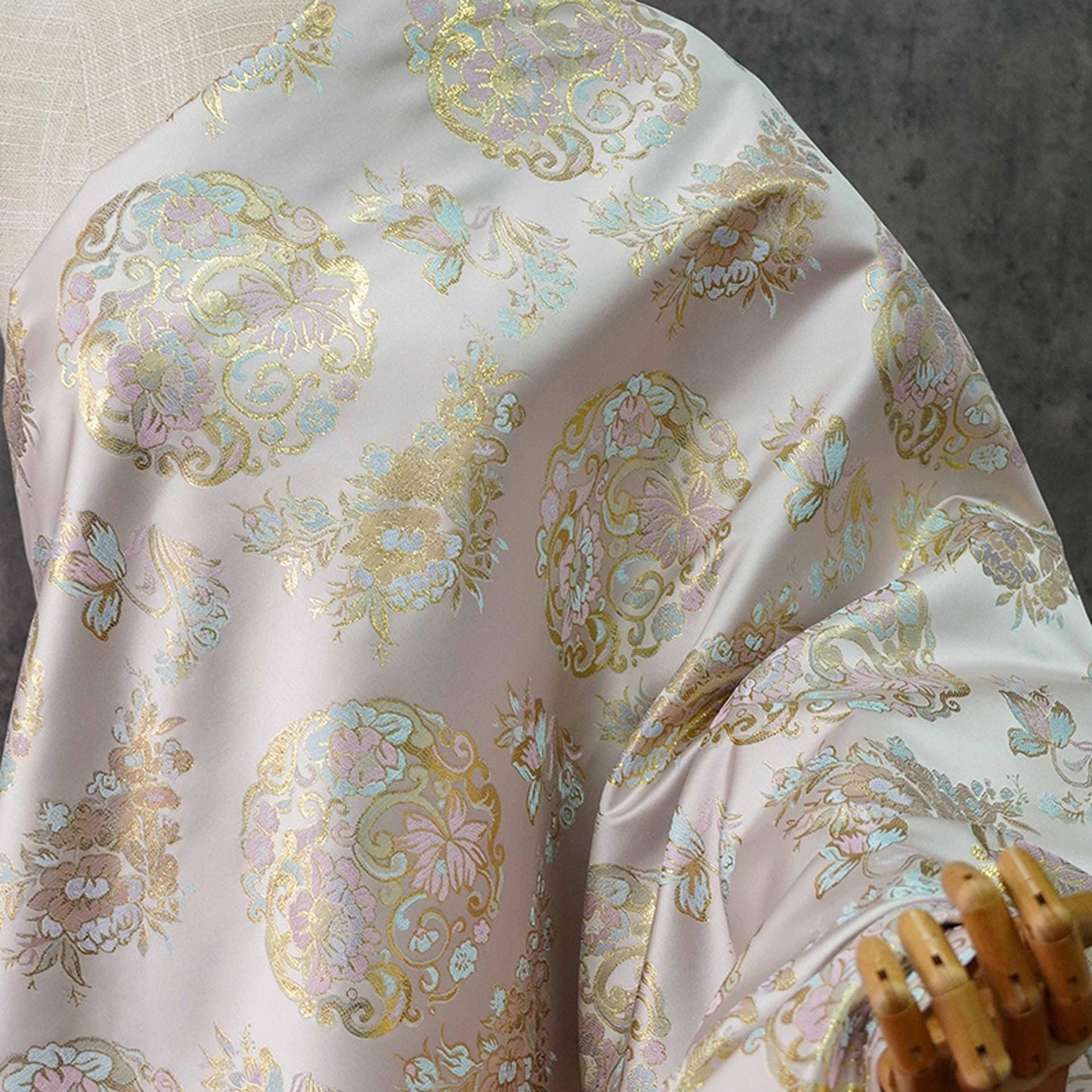 Gold Thread Brocade Fabric: 59"W Mongolian Tibetan Style