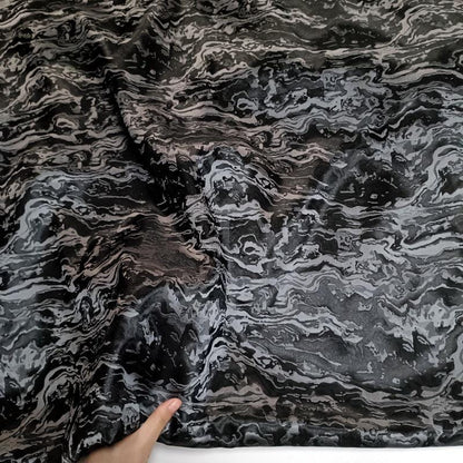 Blue & Black 3D Texture Jacquard Fabric: 66" Wide Polyester Blend