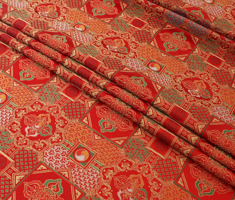 Mongolian Brocade Fabric: Tibetan Gown Material, 29.5" Wide, By The Meter