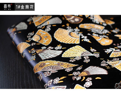 Chinese Silk Brocade Fabric Sample: Multi Color Sewing Material (25x30cm)