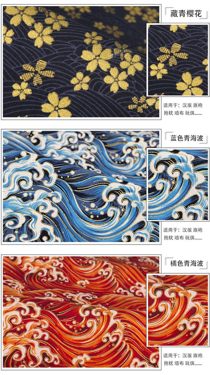 Japanese Cotton Fabric: Floral Print Sewing Material - Kimono & Home Decor