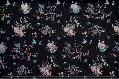 Retro Floral Chenille Jacquard Upholstery Fabric - Gold Thread, 59" Wide