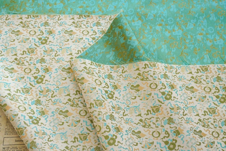 Flying Dragon Brocade Fabric: 59"W Rayon Satin